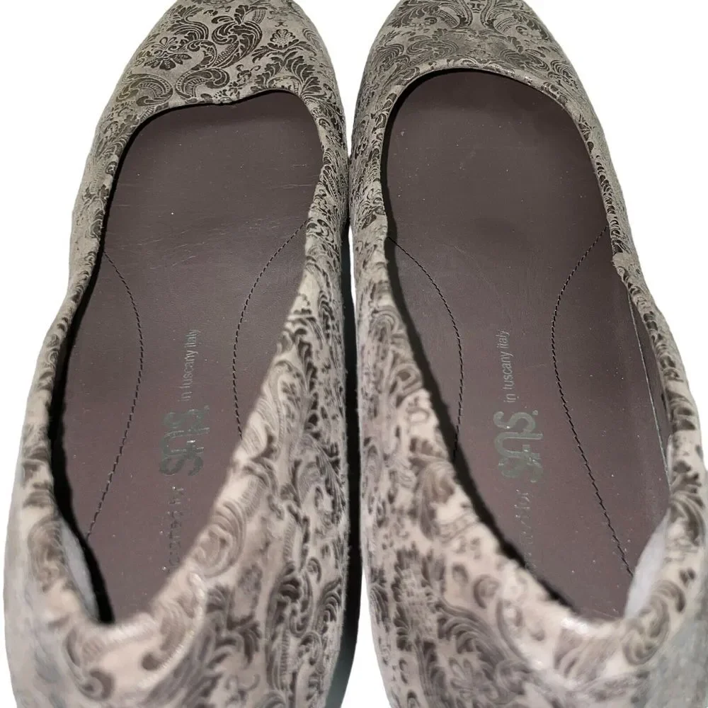 SAS‎ Sofia Wedge Pump Gray Leather Shoes Made in Tuscany Italy Size 8 Narrow
